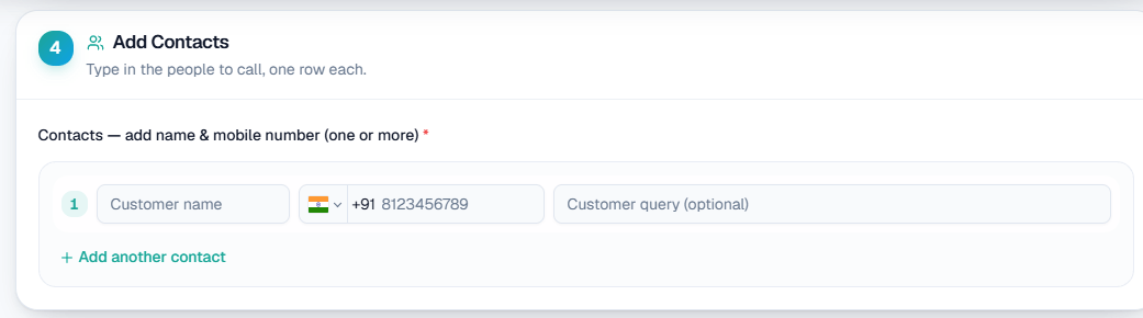 Step 4 for Single Call