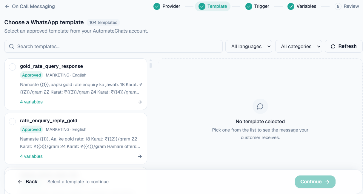 On Call Messaging: Template